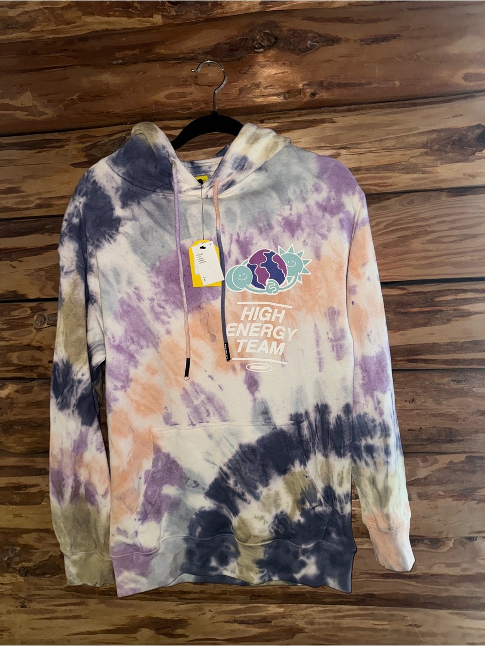 Market Smiley Love the World Tie-Dye Crewneck Hoodie - Purple Multi